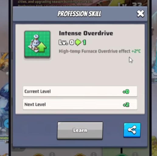 Intense Overdrive profession skill — +2°C Overdrive bonus
