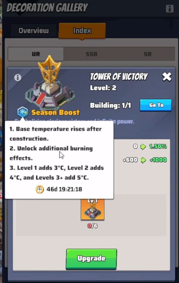 Tower of Victory decoration — Level 2, Season Boost, Building 1/1